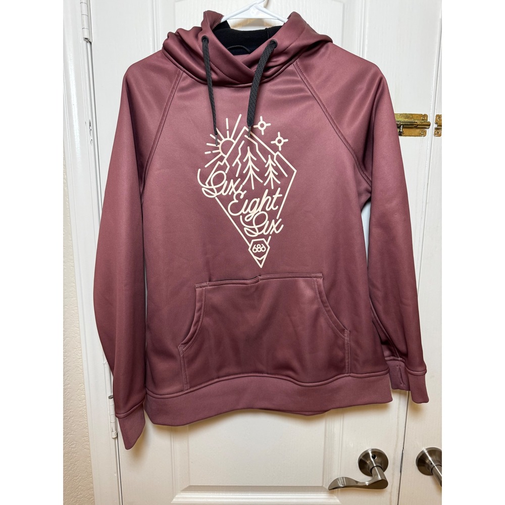 686 Womens Cora Bonded Hoodie Mauve Mountain Graphic Pullover Size M - Picture 2 of 6